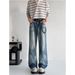 Nordmann European And American High Street Vibes Retro Washed Distressed Cat Whiskers Jeans Men's Straight Leg Slightly Flared_mkmklike.com