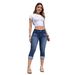 Voya Popular Women's Stretch Denim Cropped Pants With High Waist And Slimming Effect For Women_mkmklike.com