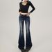 Slim Fit Low Rise Flared Jeans For Women, Perfect For Petite Women, Ideal For Autumn And Winter._mkmklike.com