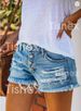 Distressed Denim Shorts For Women – High-Waisted Button-Fly Frayed Hem Summer Shorts (Light Blue/Black/Grey/Dark Blue, S-2XL)_mkmklike.com