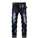 Men's Slim Fit Distressed Embroidered Skinny Jeans - Trendy Ripped Denim With Artistic Detailing_mkmklike.com