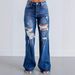 Women's Straight Leg Ripped Jeans Mid-Waisted Loose Fit Denim for Autumn European And American Cross-Border E-commerce_mkmklike.com