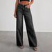 Women's Clothing Loose Wide Leg Side Seam Stitching Frayed Hem Jeans_mkmklike.com