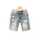 Men's Lightweight Ripped Denim Shorts Casual Straight Leg Mid-Length Capri Pants For Summer_mkmklike.com