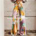 2025 Pocket Version Digital Print Five-Pointed Star Denim Wide-Leg 3D Women's Long Flared Pants_mkmklike.com