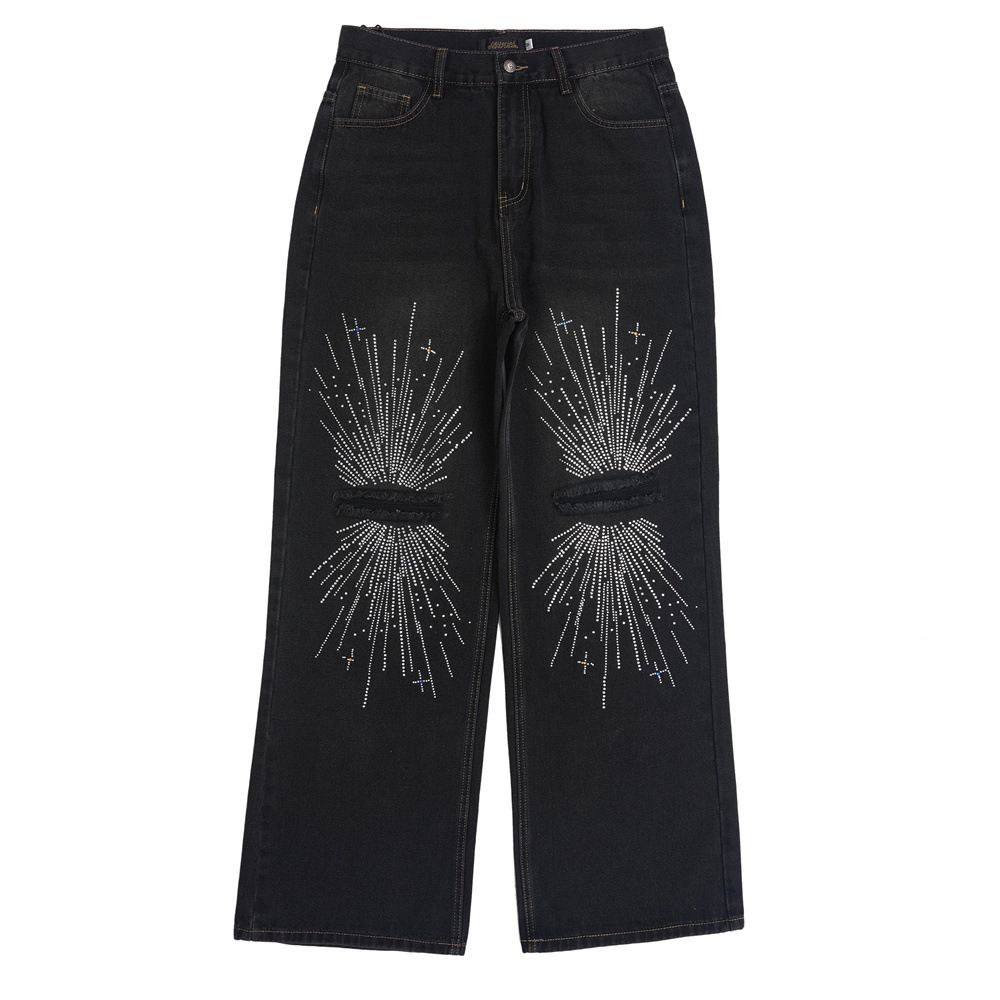 Men's High Street Vintage Washed Cargo Pants - Loose Fit Straight Leg Denim Trousers With Multiple Pockets_mkmklike.com