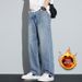 Men's Clothing Men's Fleece Lined Jeans Winter Straight Leg Slightly Flared Wide Leg Pants For Formal & Casual_mkmklike.com