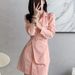 ELLE Pink Denim Women's Autumn New Small Size Workwear Dress Fashionable And Stylish Design_mkmklike.com