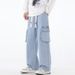 Jeans Men's 2025 Spring And Autumn Wide-leg Loose Trendy Overalls American High Street Multi-pocket Casual Functional Pants_mkmklike.com