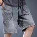 Men's Loose Fit Distressed Shorts Wasteland Style Heavy Duty Washed And Pleated Five Point Blue Denim New Summer Collection_mkmklike.com
