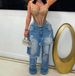 LD2525 Autumn Winter New European And American Women's Fashion Denim Vintage Patchwork Destroyed Decorative Loose_mkmklike.com