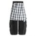 Men's Clothing American Retro Plaid Skirt Stitching Scimitar Jeans Hip Hop Wide Leg Pants For Men And Women_mkmklike.com