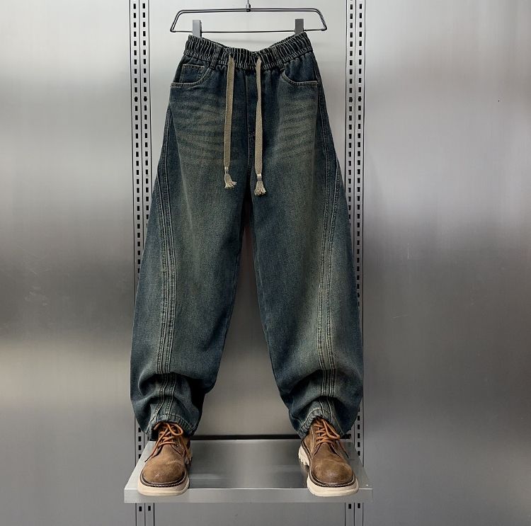 Loose Men's Wide Leg Jeans Casual Faionable American Sle Straight Cut Vintage Knife Pants Autumn New Arrival_mkmklike.com