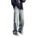 Men's Vintage Washed Distressed Jeans – Relaxed Straight Fit | Cotton Blend | S-3XL | American Retro Style |_mkmklike.com