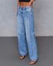 Vintage High-Waisted Straight-Leg Jeans – Light Blue Patchwork Denim For Women_mkmklike.com