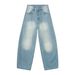 Men's Clothing New Korean Version Of Cat Whisker Old White Wide Leg Curved Knife Versatile Washed Jeans_mkmklike.com