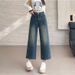 Loose Wide-Leg Jeans 2025 Spring And Autumn High-Waisted Pear-Shaped Body Slimming Cropped Straight Pants For Petite_mkmklike.com