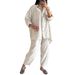 Women's Clothing 2 piece Set Large Size Cotton and Linen Shirt Set High Waist Loose Trousers_mkmklike.com