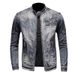 Loom Trendy Men's Denim European And American Casual Large Size Stand Collar Zipper Cycling Motorcycle Jacket Retro Blue_mkmklike.com