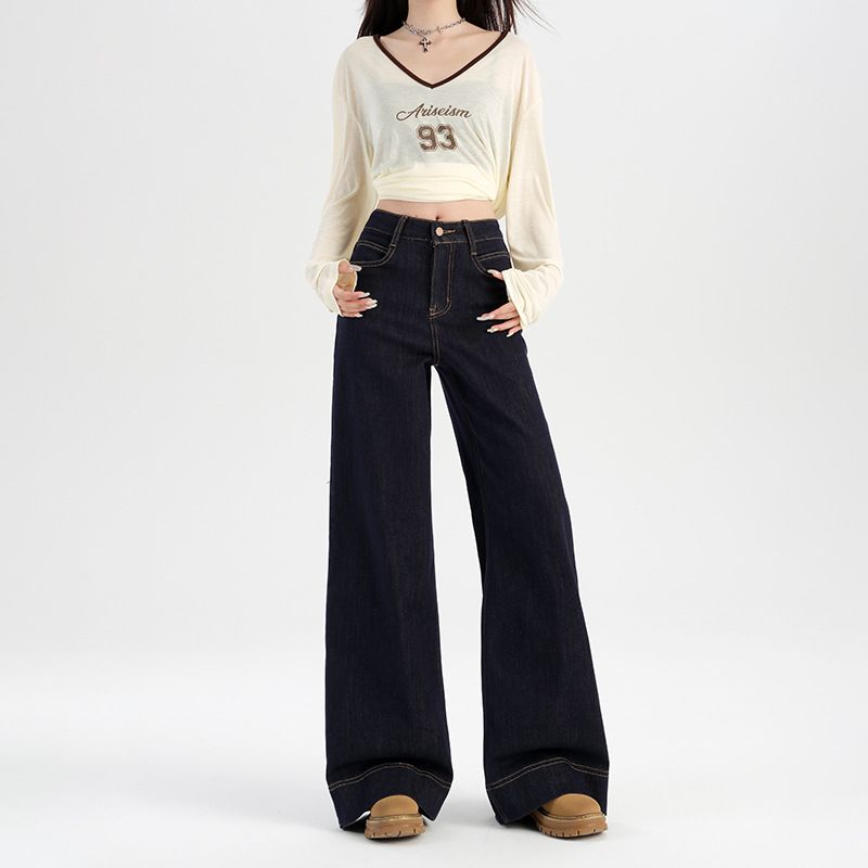 Women's High Waist Flared Denim Jeans - Stretchy Wide Leg Bell Bottoms With Fleece Lining (XS-2XL, 5 Colors & 3 Lengths)_mkmklike.com