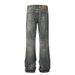 Men's Clothing Denim Loose Trousers For Men With Trendy Design, Back Pockets Decorated With Holes, Hand Worn Straight Leg Trousers_mkmklike.com