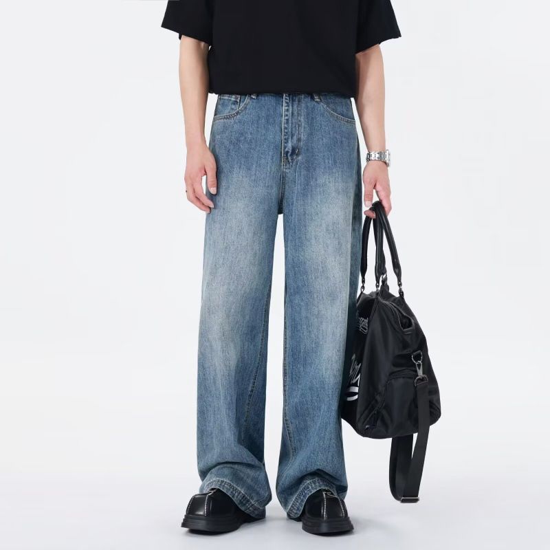 Men's Clothing Distressed Washed Straight-Leg Jeans For Men & Women, Vintage Denim With Slight Stretch, Relaxed Fit For Casual & Streetwear (S-3XL)_mkmklike.com