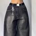 Women's Clothing Black And Gray Denim Wide Leg Pants Jazz Dance Pants High Waist Retro Niche Design Denim Jeans_mkmklike.com