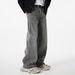 Men's Casual Wide Leg Trousers American Style Monkey Design Flared Jeans Black/Gray Versatile Washed Denim Midweight Cotton_mkmklike.com