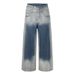 Vintage Washed Gradient Jeans For Men - Relaxed Straight Leg Denim Pants With High Waist & Button Fly, Casual Style_mkmklike.com