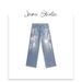 Streetwear Paint Splatter Baggy Jeans - Unisex Oversized Straight Leg Denim Pants For Men & Women (Retro Blue, S-XXXL)_mkmklike.com