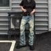 Men's American Retro Distressed Jeans High Street Style Edgy Cool Design Slightly Flared Pants with Patches Splatter Paint_mkmklike.com