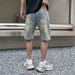 Men's Clothing Dirty Hole Denim Shorts Men's Trendy Brand Loose Large Size American Retro Washed Casual Shorts Summer Pants_mkmklike.com
