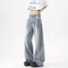 Men's Washed Denim Jeans High Street Loose Fit Straight Leg Casual Pants For Teen Boys Fashion Trends_mkmklike.com