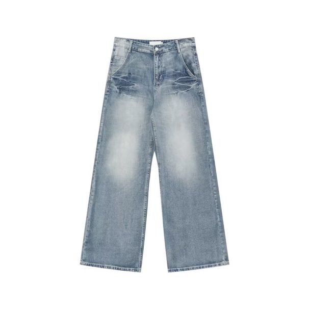 Men's Flared Jeans Summer Loose Casual Straight Leg Trousers Vintage American Retro Style Floor Length_mkmklike.com