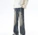 American High Street Washed Old Spliced Zipper Jeans Men's Autumn Straight Loose Retro Wide-leg Floor-mopping Trousers_mkmklike.com