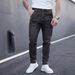 Men's Dark Gray Slim Fit Stretch Denim Jeans Midweight Multi Craftsmanship Trousers Machine Washable Polyester_mkmklike.com