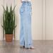 Light Blue Washed Soft Denim Wide Leg Pants High Waisted Elastic Drawstring Hip Covering Slimming Casual Long Trousers for Women_mkmklike.com