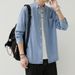 Pulse 2024 New Cross-Border Fashion European And American Wholesale Plus Size Men's Autumn Winter Denim Shirt_mkmklike.com
