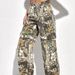 Women's Printed Cargo Jeans - High-Waisted Straight-Leg Denim Pants With Artistic Floral Design (XS-2XL, Unique Woodland Print)_mkmklike.com