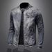 Men's Clothing Vintage Denim Jacket For Men - Slim Fit Retro Zipper Jacket With Classic Collar, Comfortable Polyester Blend, Casual Coat_mkmklike.com