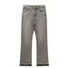Men's Distressed Hem Flared Jeans | Vintage Grey Washed Denim High Street Aesthetic | 70s Retro Wide Leg Pants | Raw Edge Fringe Detail_mkmklike.com