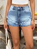 "Trendy Denim Shorts For Women – High-Waisted Straight Cut Casual Summer Shorts_mkmklike.com