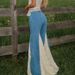 Cross-border Foreign Trade Women's Clothing: Lace Splicing, Color-blocking, Vintage Bell-bottom Pants, Versatile And_mkmklike.com