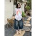 American-style Casual Loose-fit Washed Vintage Distressed Three-quarter Trendy Hong Kong-style Straight Denim Shorts For_mkmklike.com