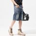 Men's Thin Light Blue Jeans Shorts High-End Jeans Men's Loose Straight Pants Men's Five-Point_mkmklike.com