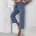 Women's Clothing High-Waisted Slimming Denim Jeans Versatile Solid Color Frayed Straight Leg Cropped Fashion_mkmklike.com