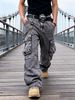 Men's Multi-Pocket Cargo Jeans - Loose Fit Streetwear Hip Hop Wide Leg Straight Denim Pants For Casual Wear_mkmklike.com
