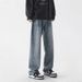 Cowboy Men's Spring And Autumn American High Street Straight Trendy Loose Wide Leg Pants Washed_mkmklike.com