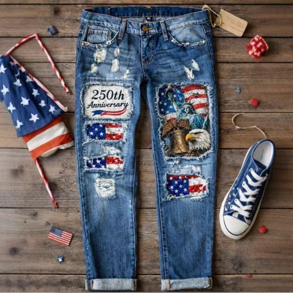 Winter Denim Ripped Jeans For Women Printed In Available_mkmklike.com