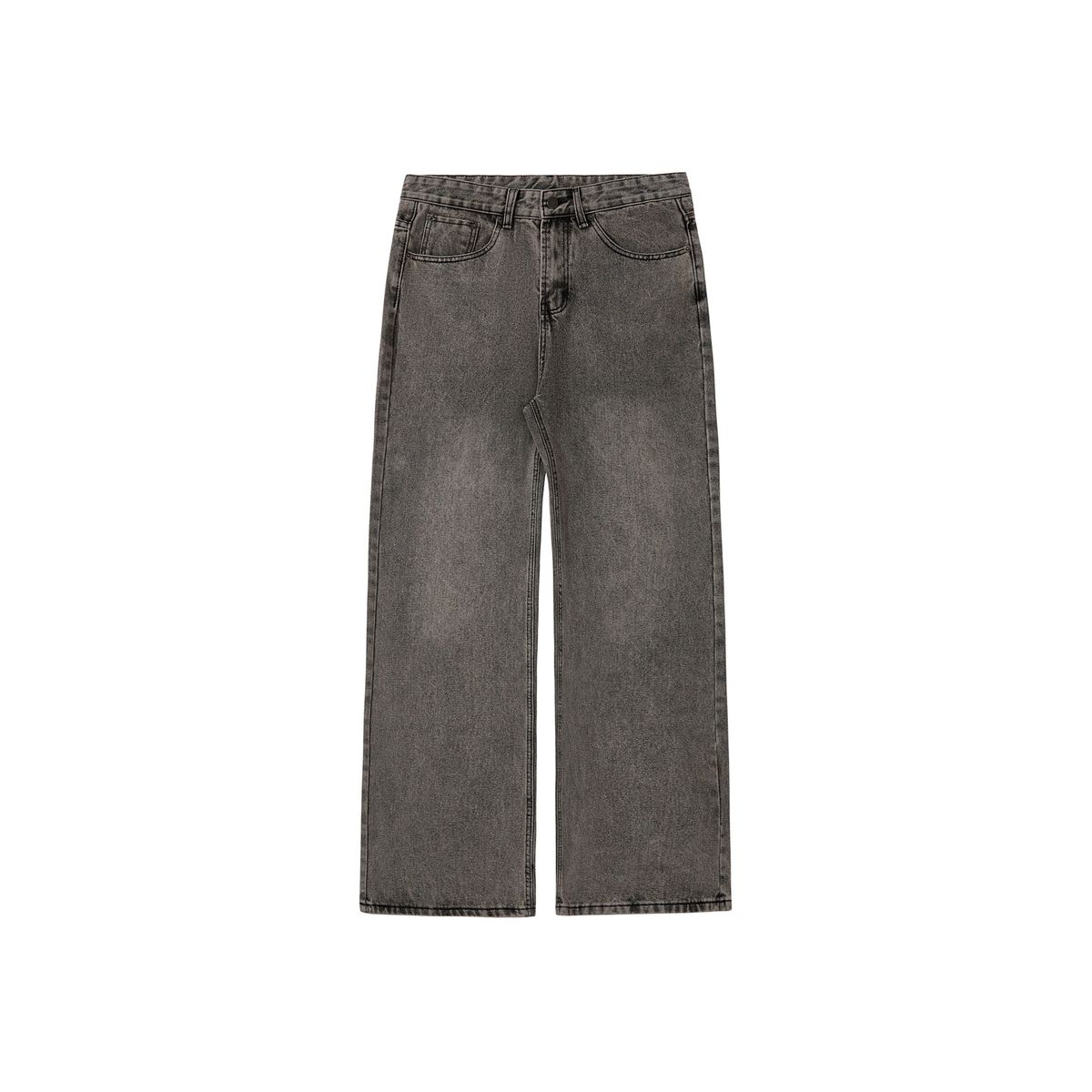 "Y2K Streetwear Cement Gray Wide-Leg Flared Cleanfit Jeans For Women - High Waist Washed Denim Pants With Straight Hem, Stretch-Free Comfort,_mkmklike.com
